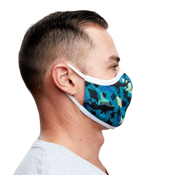 Manta Ray Recycled Plastic Face Mask with Cloth Filter Pocket + 5